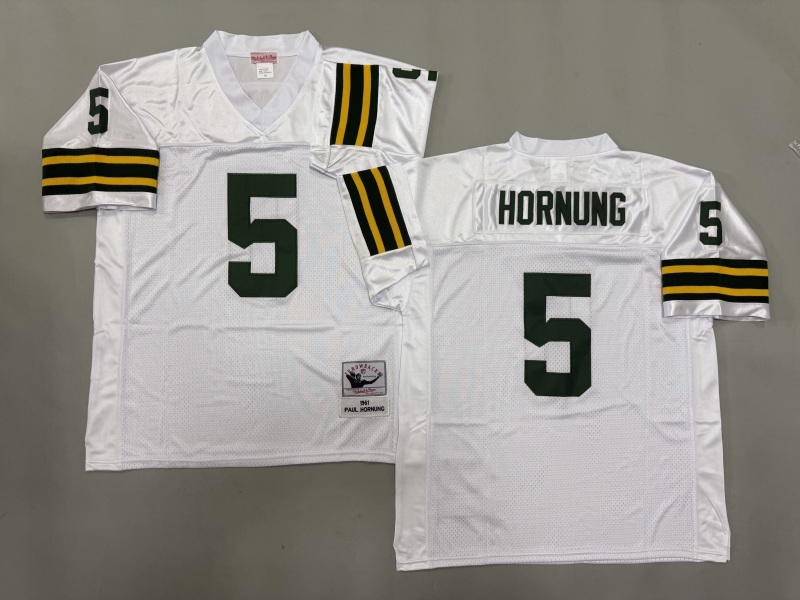 Men 2025 Green Bay Packers #5 Hornung white Throwback Limited NFL Jersey style 002->green bay packers->NFL Jersey